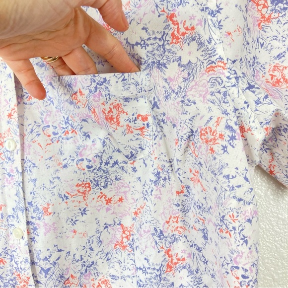 Eddie Bauer Floral Button Down Shirt medium Wrinkle Free Shaped Fit cotton - Picture 6 of 14